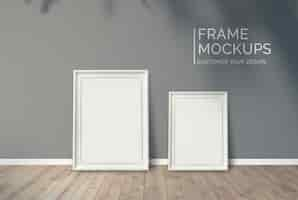 Free PSD frames leaning against a wall