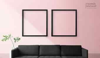 Free PSD frames on a pink wall