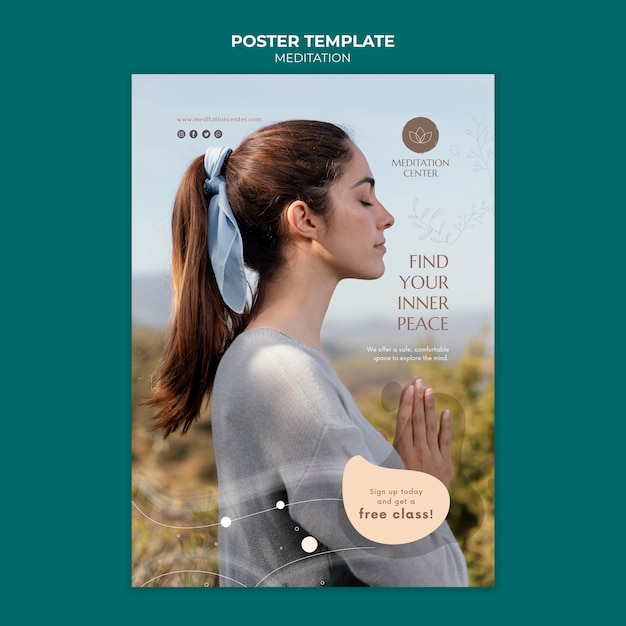 PSD gratuito modello di poster di meditazione di classe gratuito