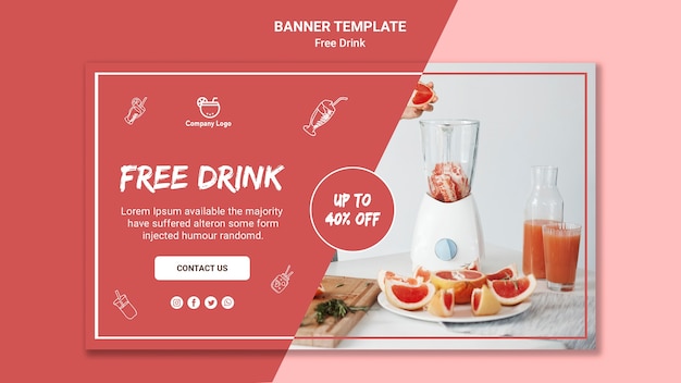 Free PSD free drink horizontal banner template