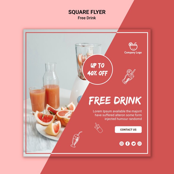 無料PSD フリードリンクスクエアフライヤースタイル