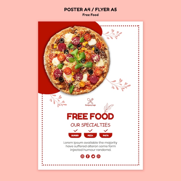 PSD gratuito poster di cibo gratis