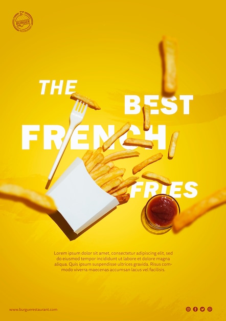 Free PSD french fries and sauce template