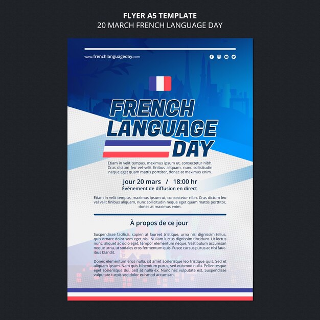 French language day flyer template