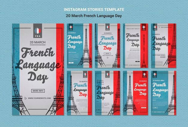 Шаблон рассказов instagram день французского языка