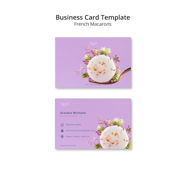 Free PSD french macarons  business card