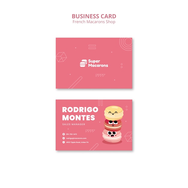 Free PSD french macarons shop business card