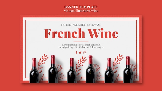 PSD gratuito progettazione del modello della bandiera del vino francese