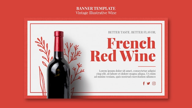 Free PSD french wine banner template style