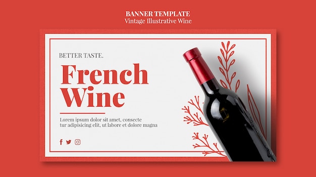 Free PSD french wine banner template