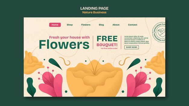 無料PSD 新鮮で美しい花のランディングページ