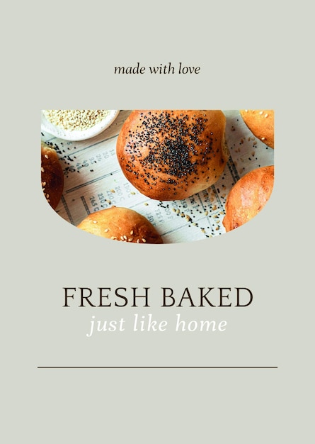 Free PSD fresh baked psd poster template for bakery and cafe marketing