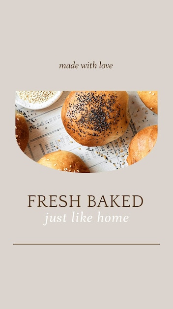 Fresh baked psd story template for bakery and cafe marketing