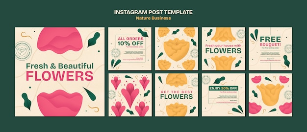 Free PSD fresh and beautiful flowers instagram posts