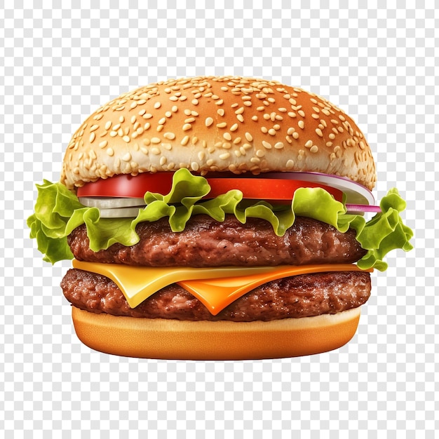 Fresh beef burger isolated on transparent background