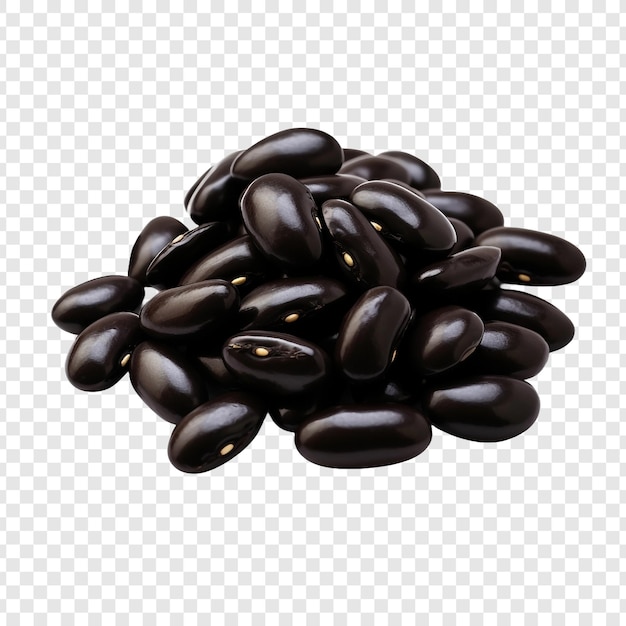 Free PSD fresh black beans isolated on transparent background