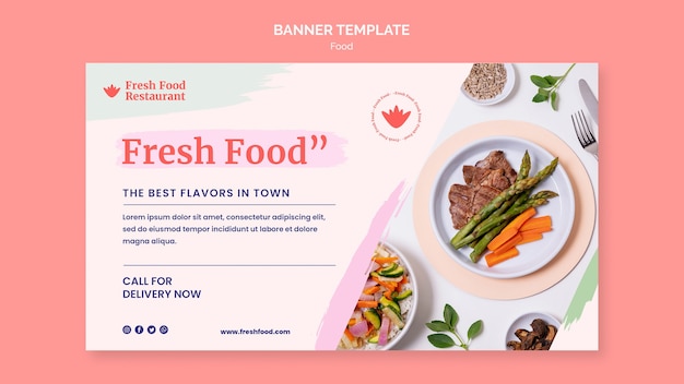 PSD gratuito modello di banner orizzontale per alimenti freschi