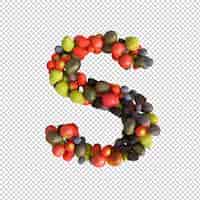 PSD gratuito alfabeto di frutta fresca su sfondo trasparente