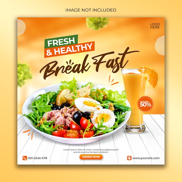 Fresh healthy food social media banner template