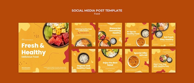 Free PSD fresh and healthy food social media postt