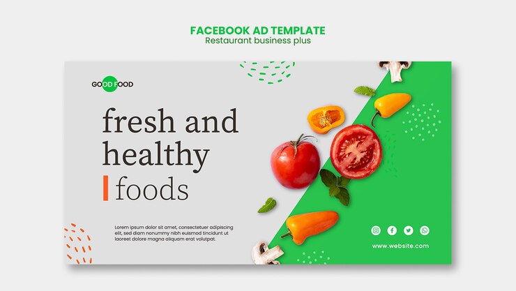 Free PSD fresh and healthy foods social media promo template