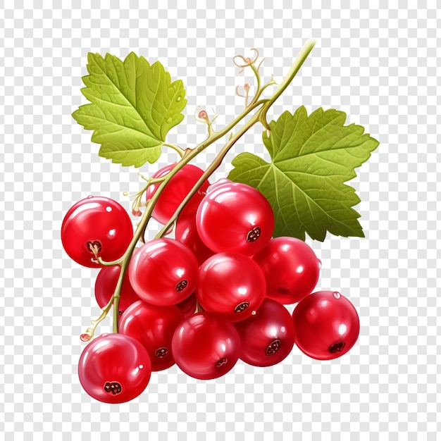 Fresh redcurrants isolated on transparent background