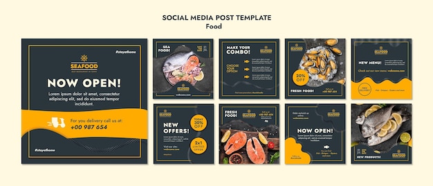 新鮮なシーフードソーシャルメディア投稿テンプレート