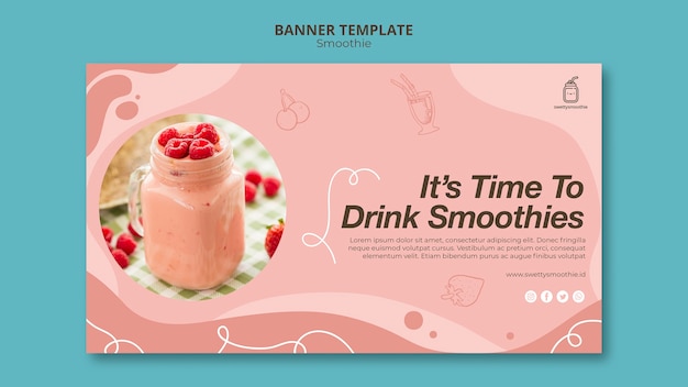 Free PSD fresh smoothie banner with photo