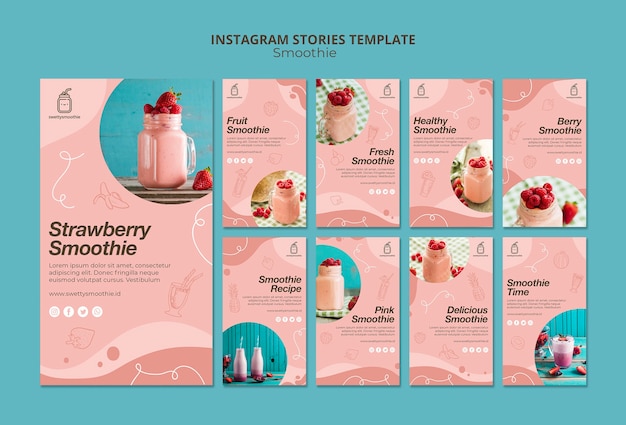 PSD gratuito fresco storie di instagram di smoothie