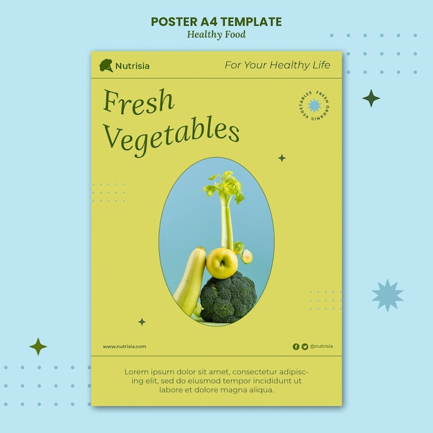 Modello di poster di verdure fresche