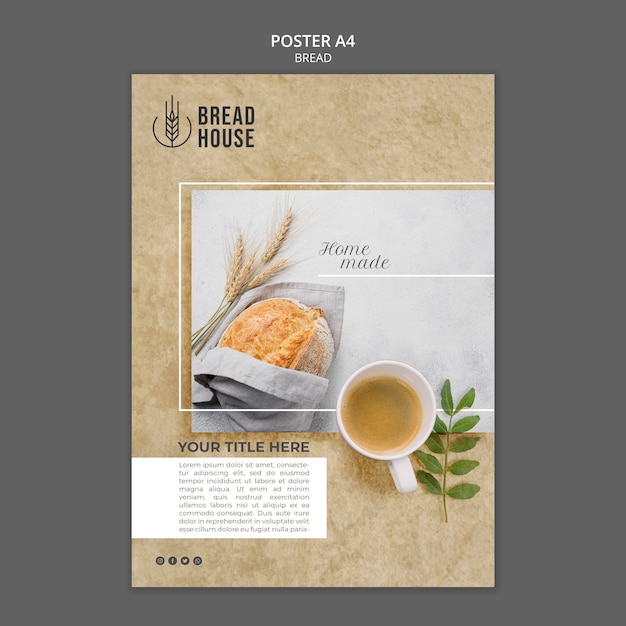 Freshly baked bread poster template