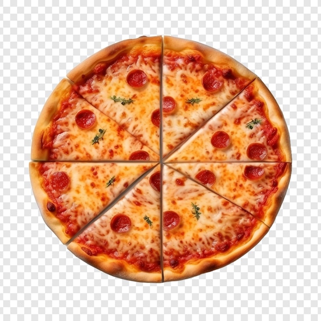 Бесплатный PSD Свежеиспеченная пицца с нарезанным ломтиком, изолированным на прозрачном фоне
