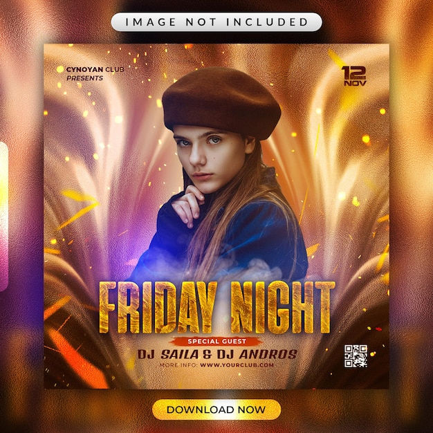 Friday night party flyer or social media banner template