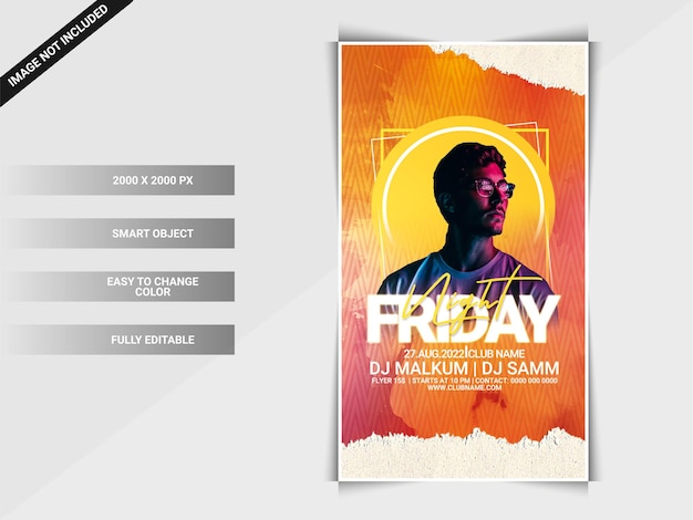 Friday night party instagram web banner template