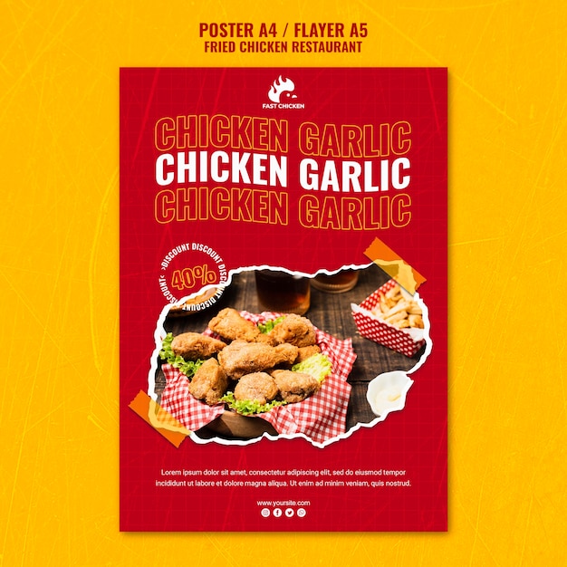 PSD gratuito modello di poster di pollo fritto all'aglio