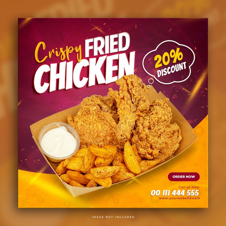Free PSD fried chicken menu promotion social media post template