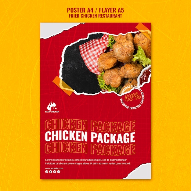 PSD gratuito modello di volantino pacchetto pollo fritto