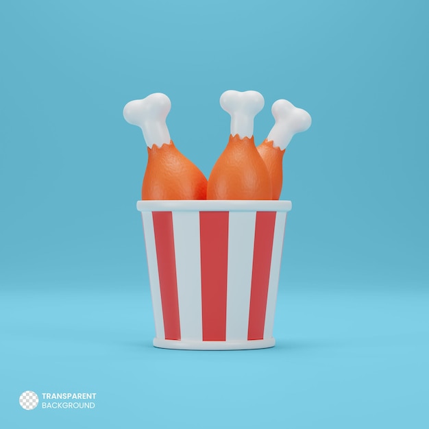 Fried chicken thigh icon isolated 3d render illustration