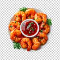 Free PSD fried shrimp with sauce isolated on a transparent background