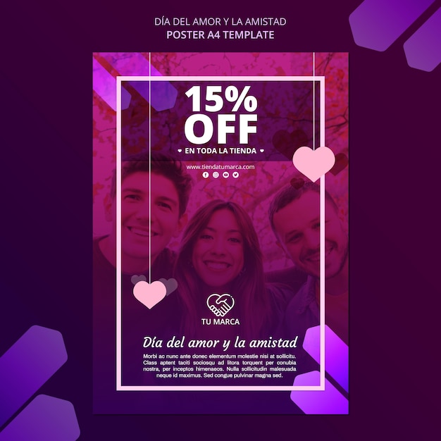 Free PSD friends and couple poster stationery template