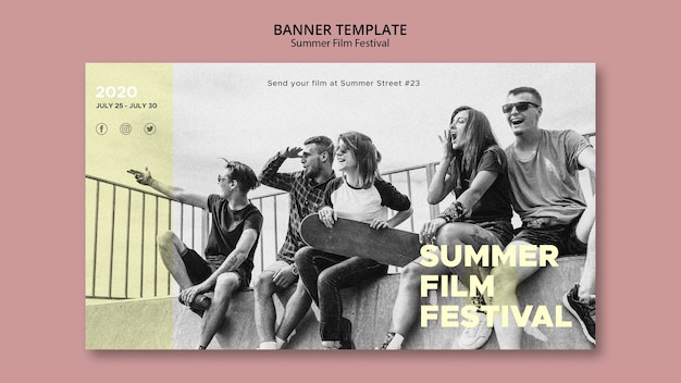 Friends summer film festival banner template