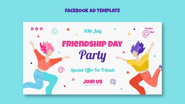 Бесплатный PSD Шаблон facebook празднования дня дружбы