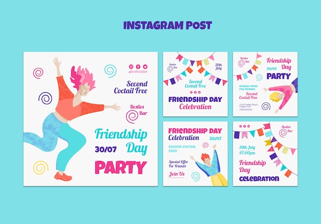 無料PSD フレンドシップデーのお祝いのインスタグラムの投稿