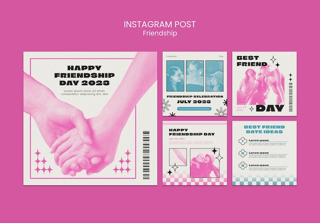 Бесплатный PSD Посты в instagram о праздновании дня дружбы