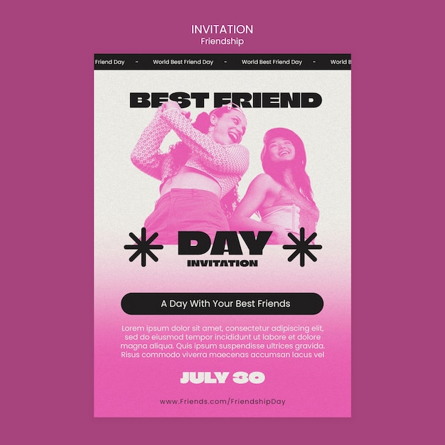 Free PSD friendship day celebration invitation template