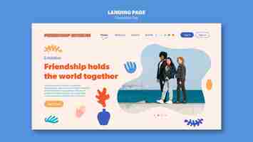 無料PSD 友情の日のお祝いのランディングページテンプレート