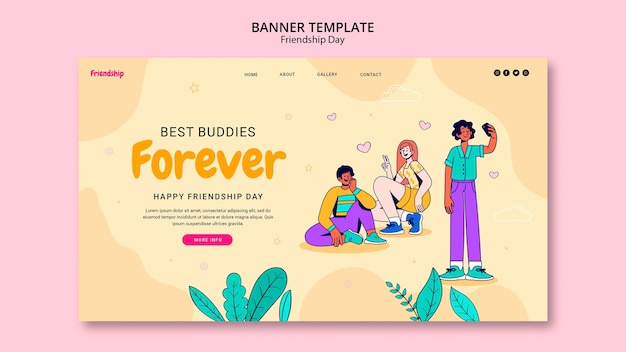 Free PSD friendship day celebration landing page template