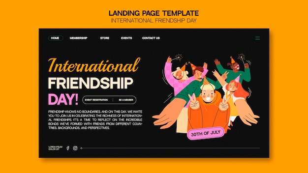 Free PSD friendship day celebration landing page