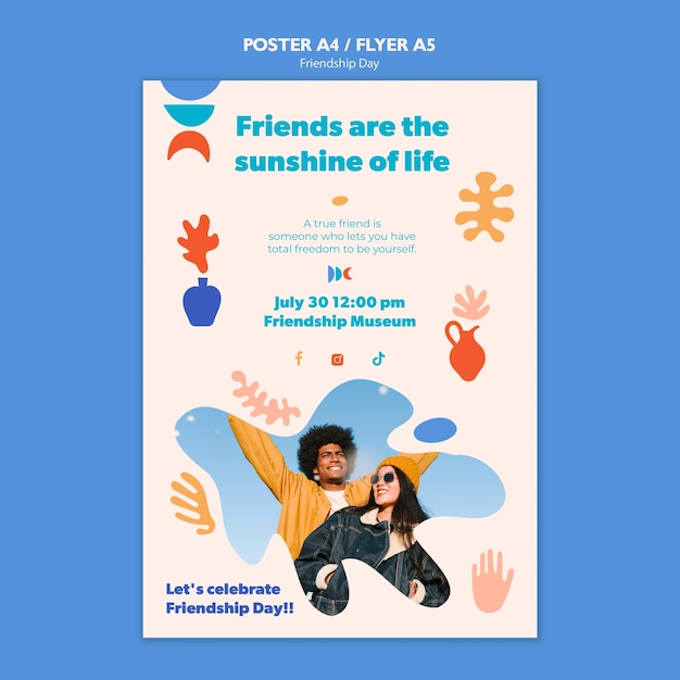 Free PSD friendship day celebration poster template