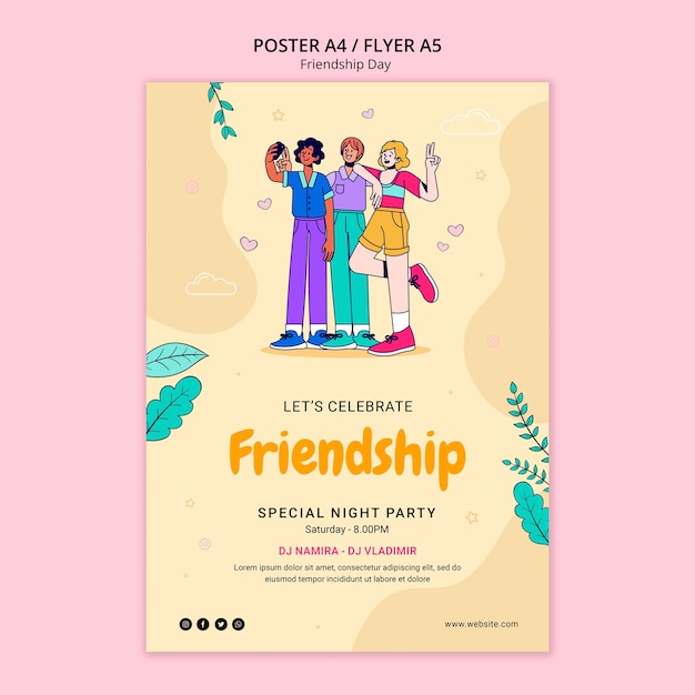 Friendship day celebration poster template